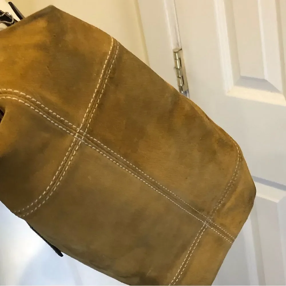 Vintage DOONEY & BOURKE Caramel Suede & Brown Leather Full Zipper Shoulder Bag